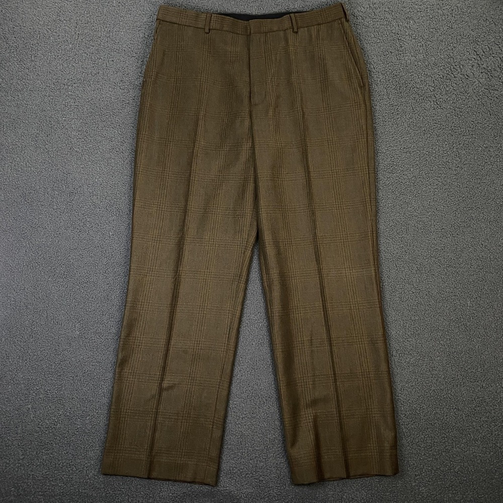 J.Crew Pants Mens 35x30 Brown Wool Tweed Plaid Houndstooth Dress Trousers